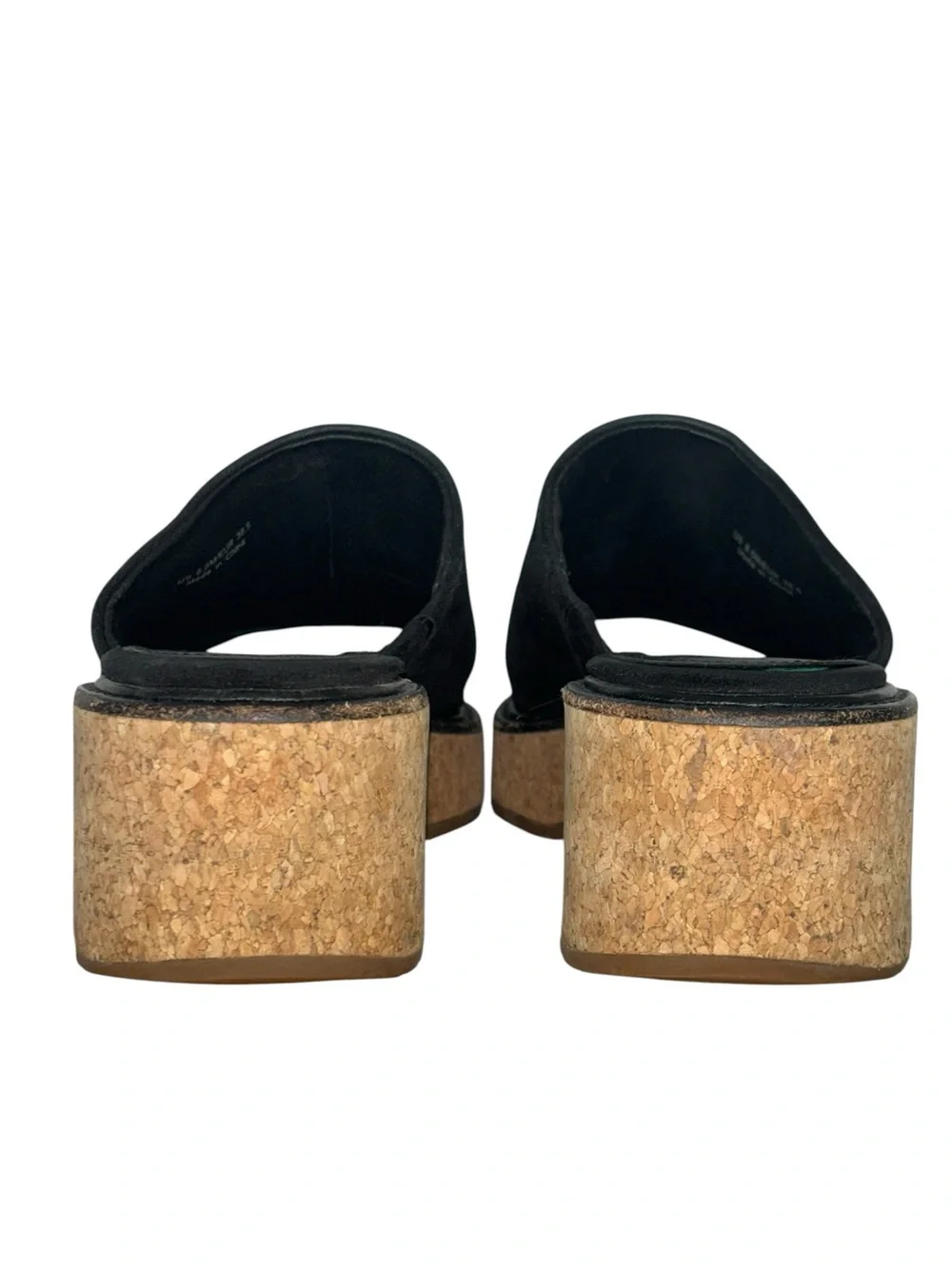 Vince Maddy-B Black Suede Cork Platform Slide Sandals Size 8.5